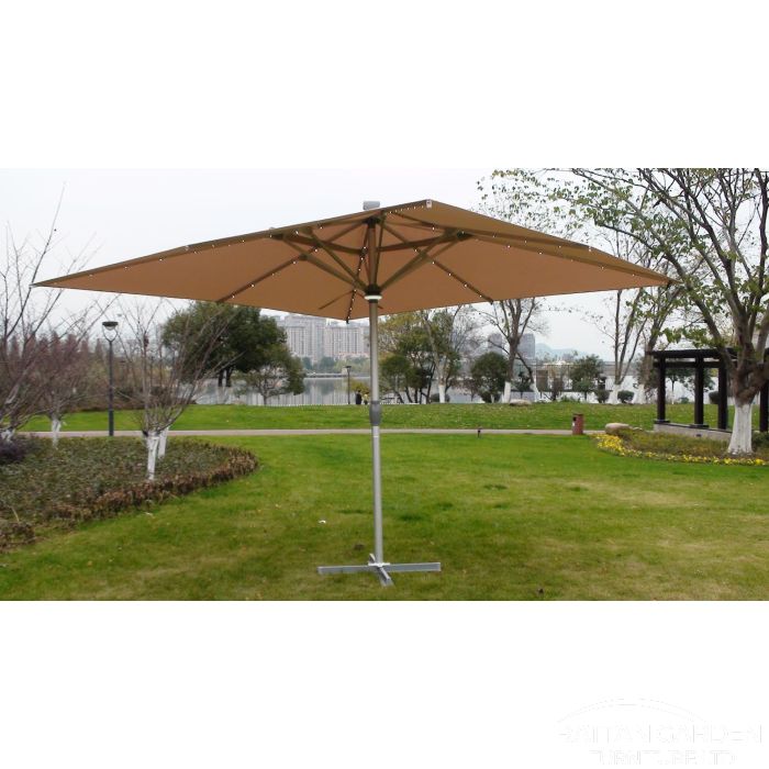The Ultra 4m x 4m Square LED Fully Remote Parasol in Cream