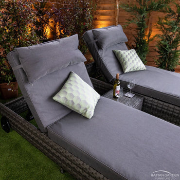 Serena Rattan Deluxe Extra Wide Wheel Lounger Set of 2