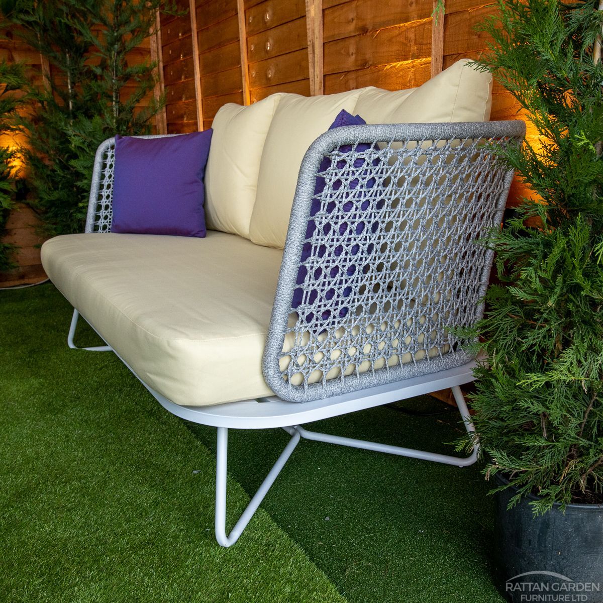 Oasis Silver 4 Seat Dining Sofa Set With Cream Cushions