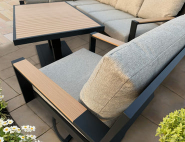 Palermo Aluminium Corner Dining Set with Swivel Chair and Rising Table