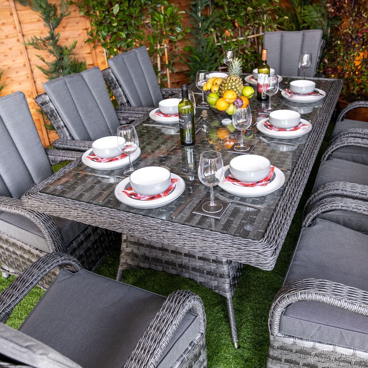 Serena Rattan Tokyo Rectangular 8 Seat Dining Set