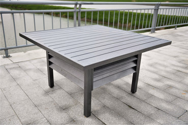Grey Aluminium Square Dining Table Shutter Style