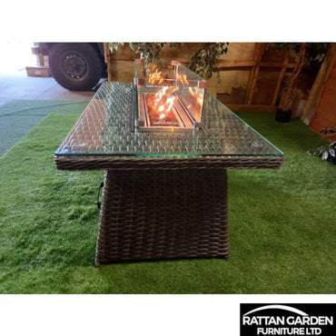 Platinum Rectangular Rattan Firepit Coffee Table