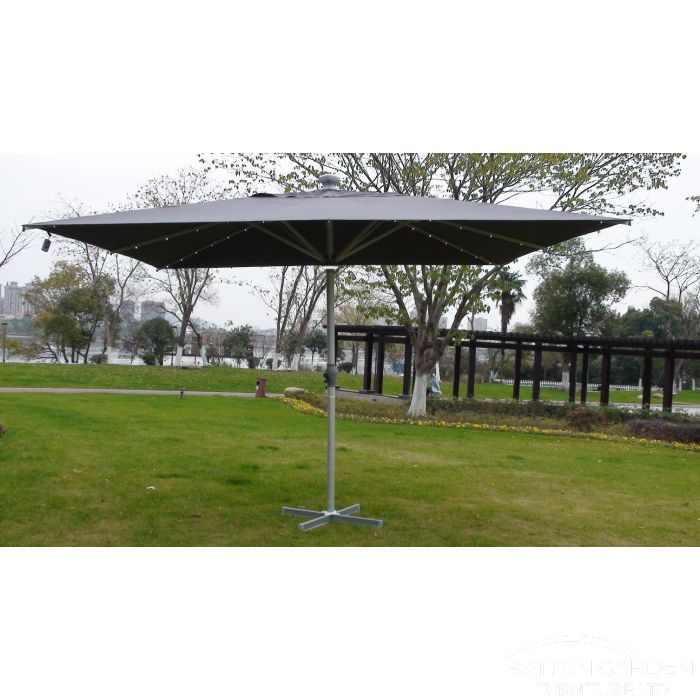 The Ultra 4m x 4m Square LED Fully Remote Parasol in Grey
