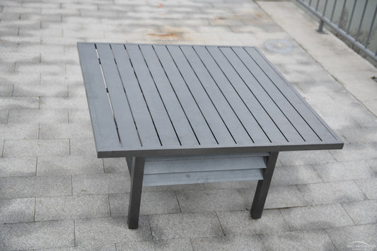 Grey Aluminium Square Dining Table Shutter Style