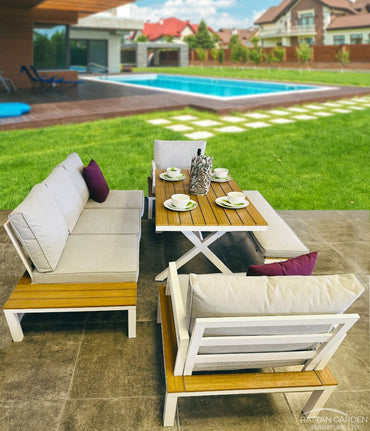 Java Aluminium Bench Dining Set