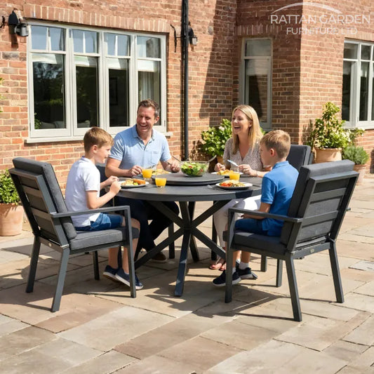 Aluminium Sebastian 120cm 4 Seat Round Dining Table Set
