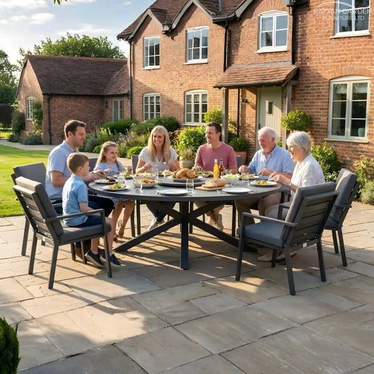 Aluminium SEBASTIAN 220cm 8 Seat Oval Dining Table Set