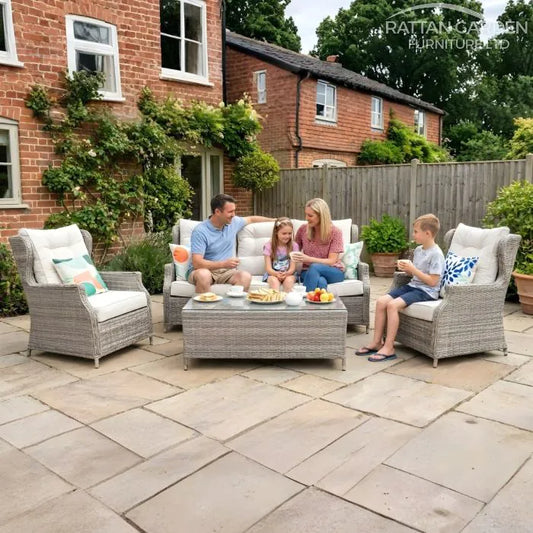 Champagne Belgrade High Back Sofa Set with Coffee Table