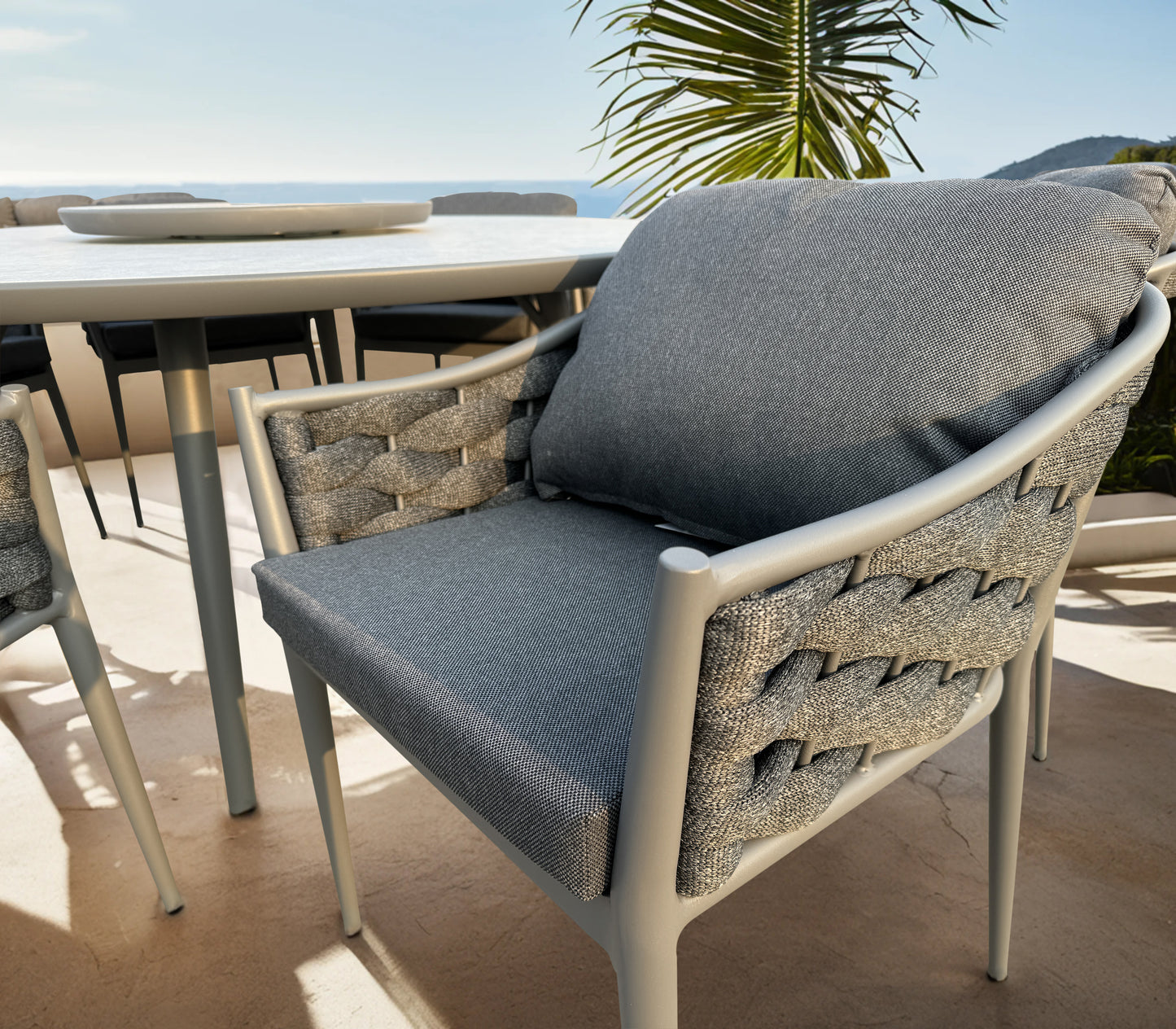 Annabelle Rope Grey 6 Seater Dining Set