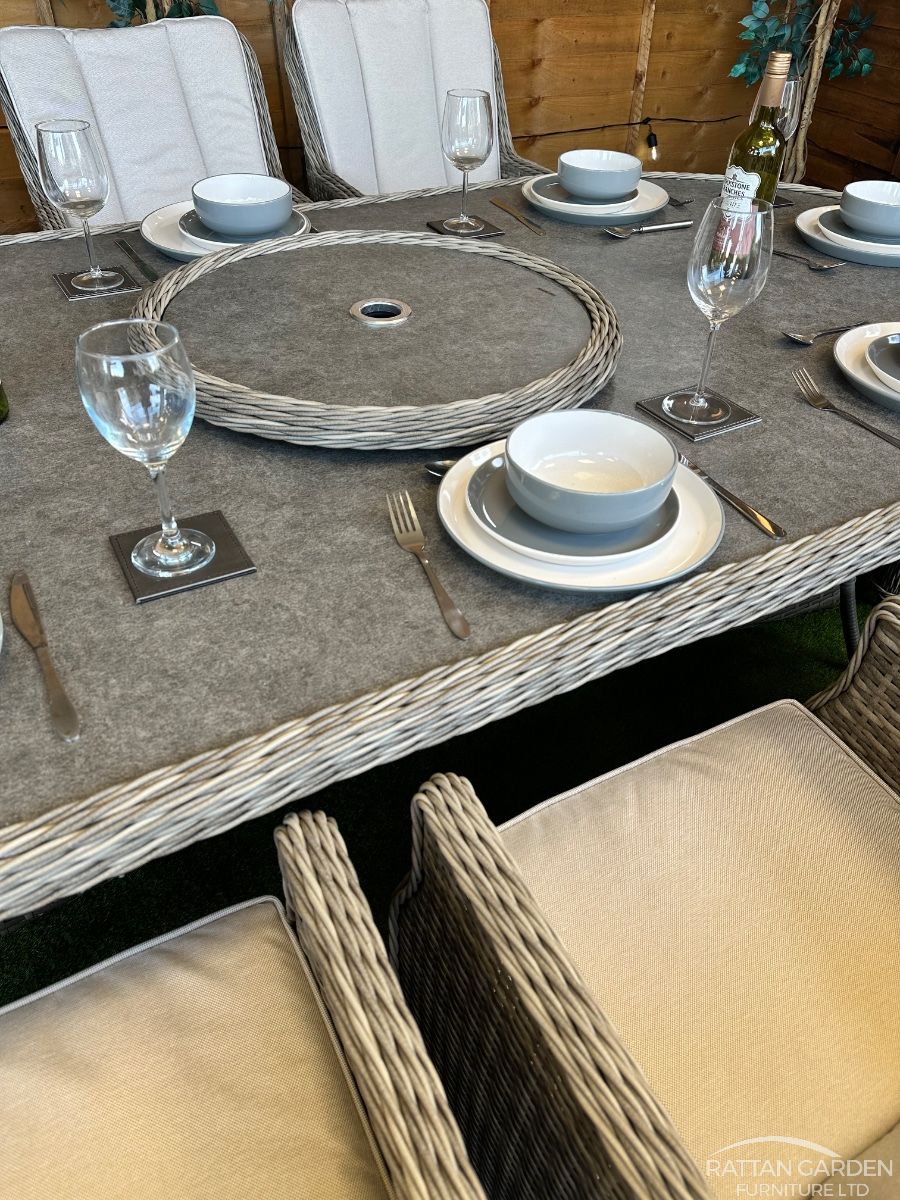 Champagne Rattan Paris 8 Seater Oval Dining Set