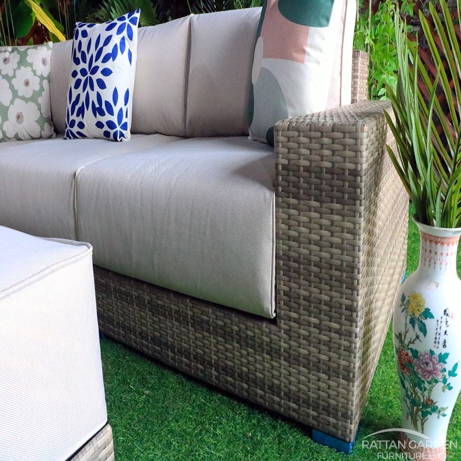 Rattan Champagne Prague Corner Sofa Set