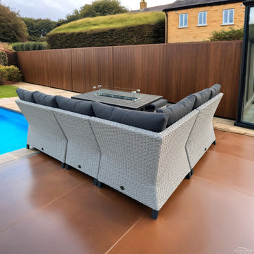 Rattan & Aluminium Cambridge Corner Firepit Sofa Set