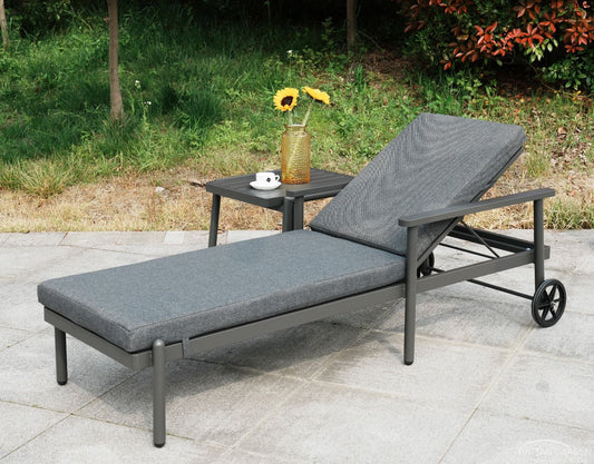 Deluxe Aluminum Sun Lounger With Side Table
