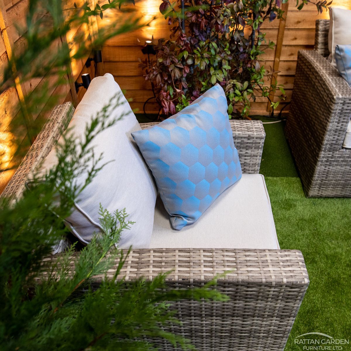 Rattan Champagne Rhodes 4 Seat 3 Piece Sofa Set