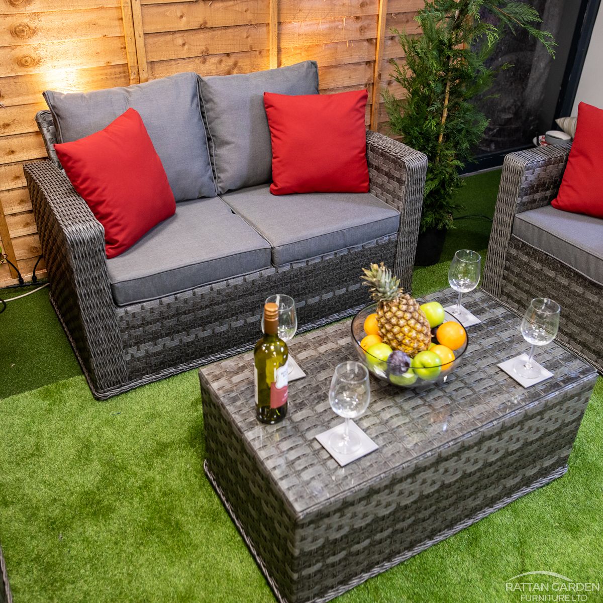 Serena Rhodes 4 Seat 3 Piece rattan Sofa Set