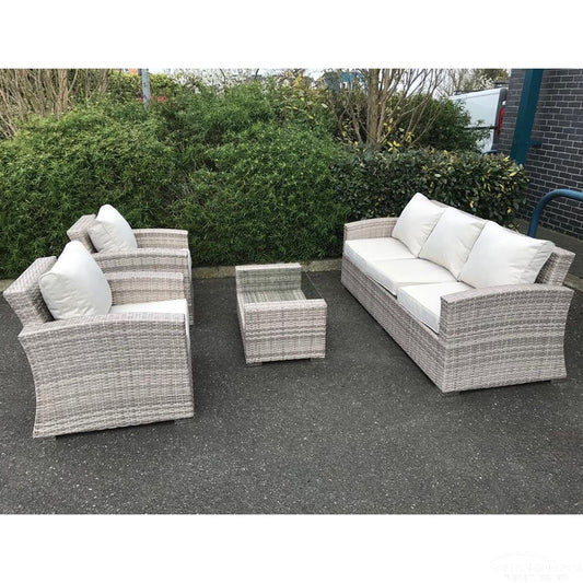 Rattan Champagne Rhodes 5 Seat 3 Piece Sofa Set