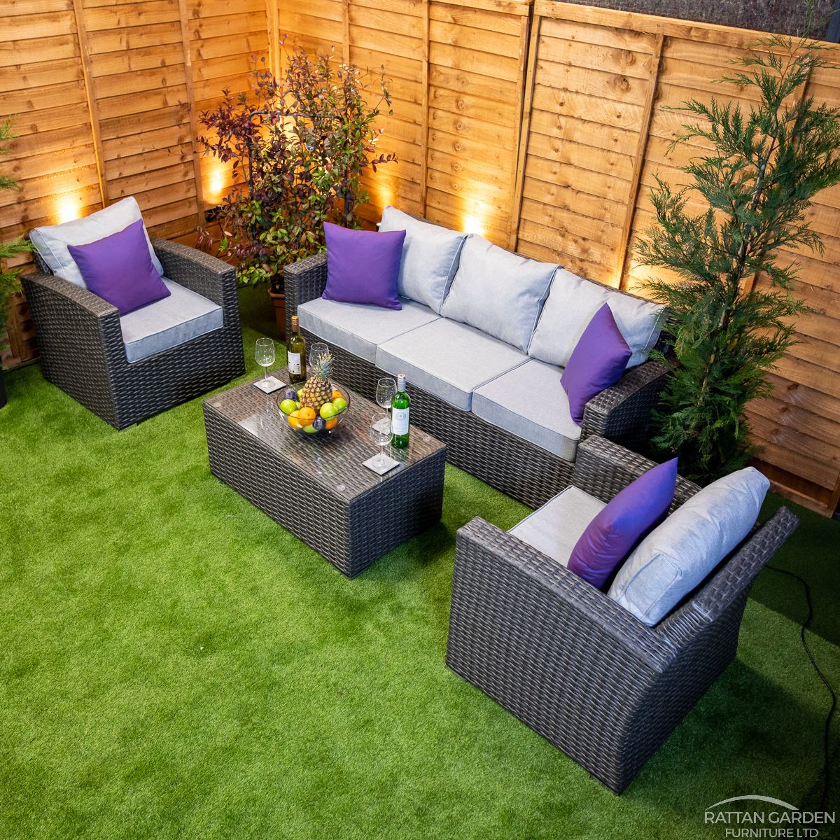 Rattan Platinum Rhodes 5 Seat 3 Piece Sofa Set