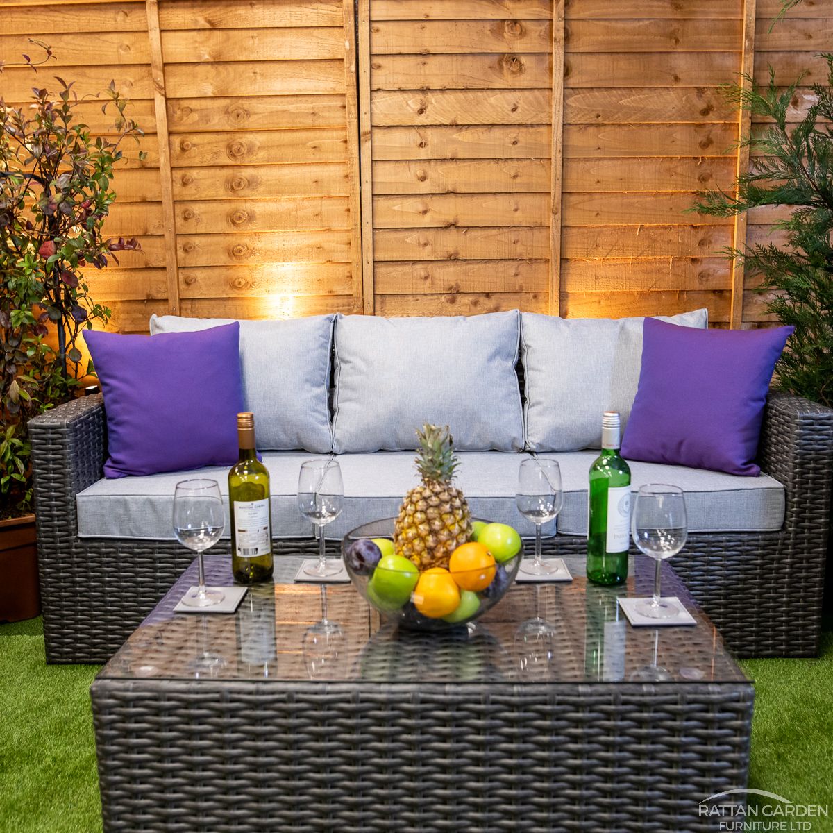 Rattan Platinum Rhodes 5 Seat 3 Piece Sofa Set