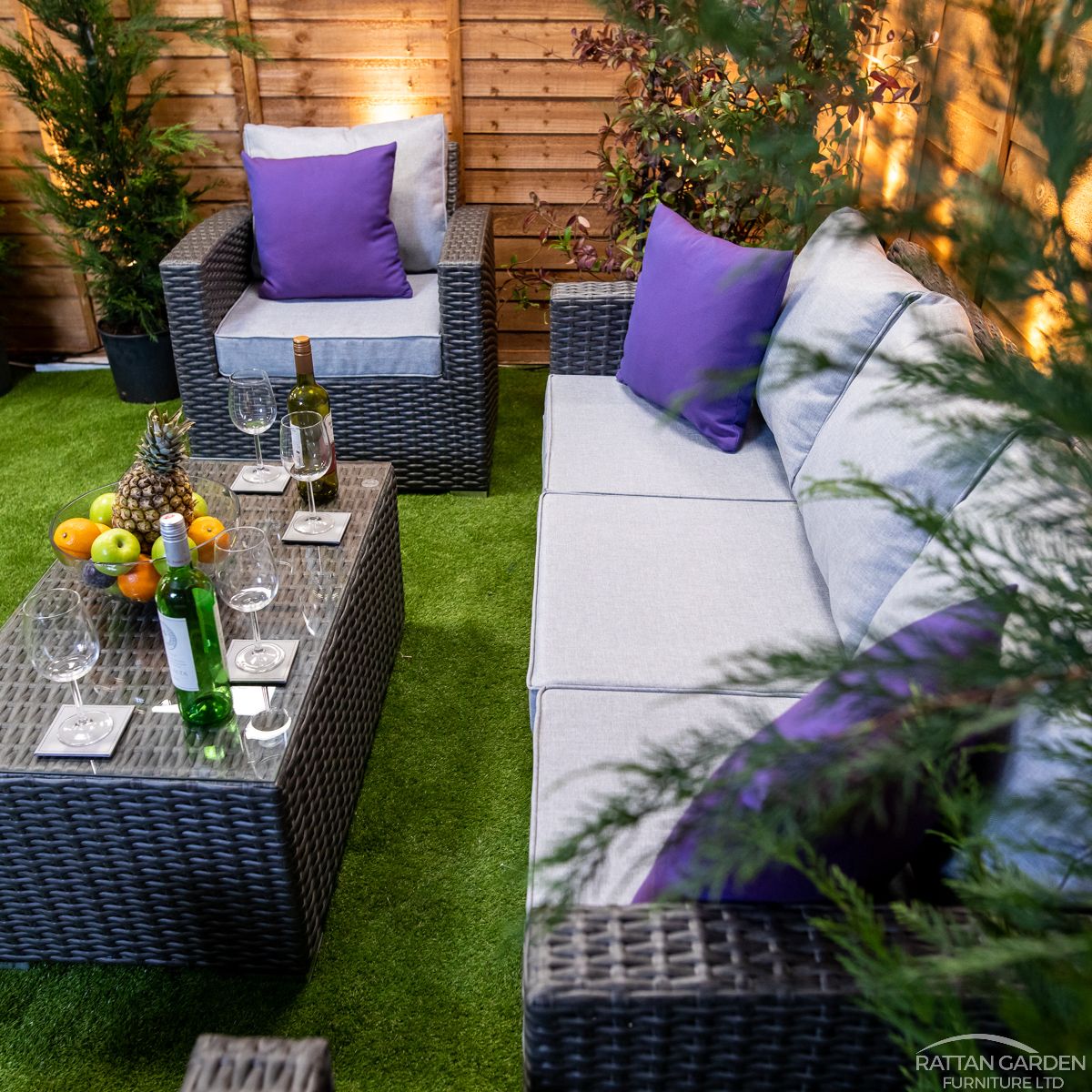 Rattan Platinum Rhodes 5 Seat 3 Piece Sofa Set