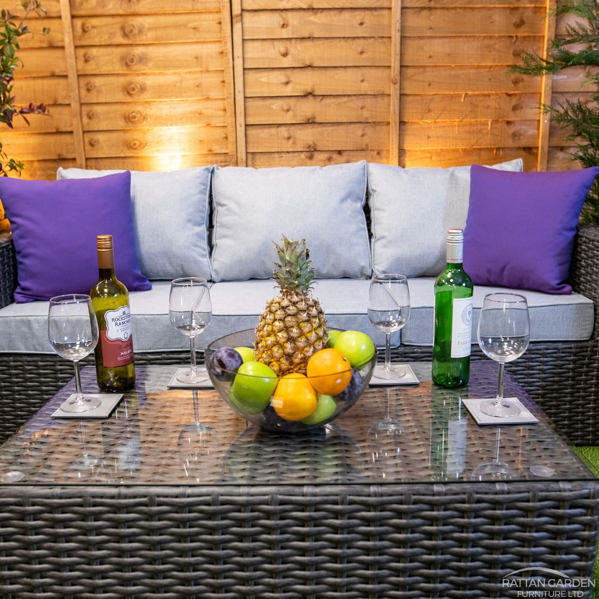 Rattan Platinum Rhodes 5 Seat 3 Piece Sofa Set