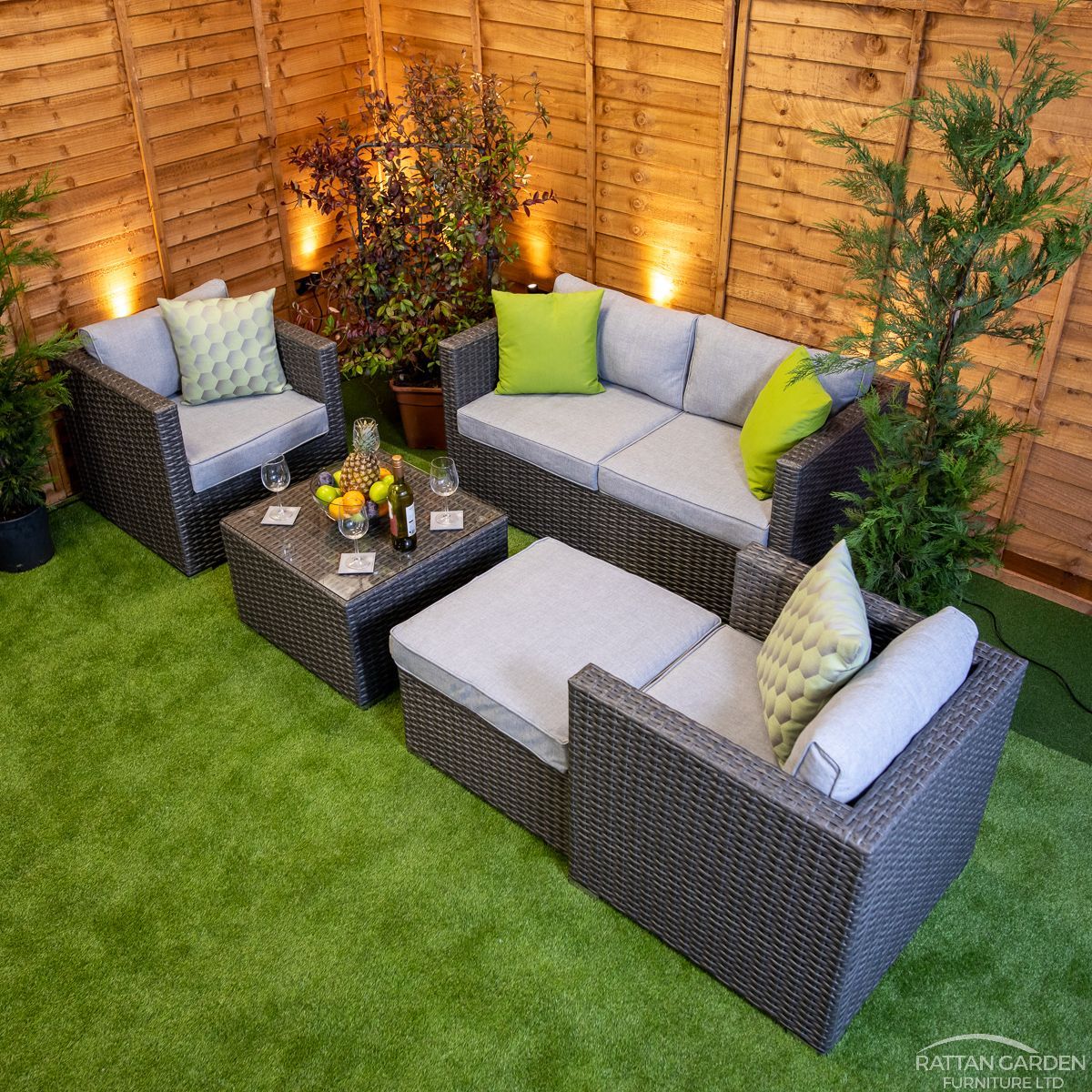 Rattan Platinum Corfu 4 Seat 5 Piece Sofa Set