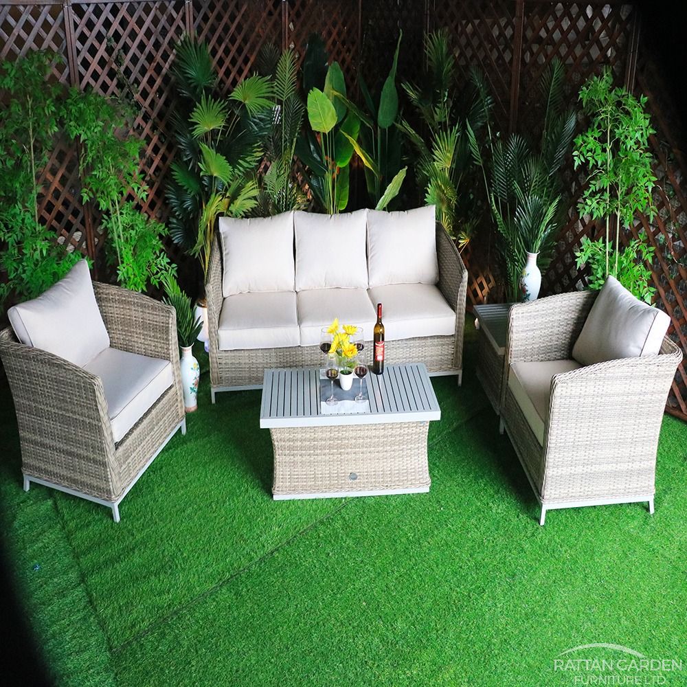 Monaco Champagne Sofa Set With Aluminium Table Top