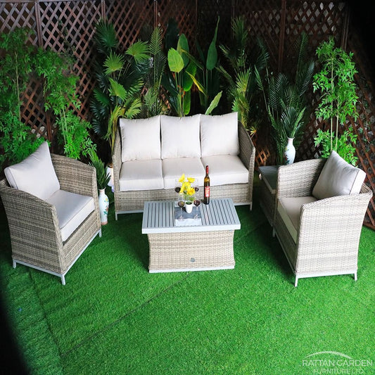 Monaco Champagne Sofa Set With Aluminium Table Top