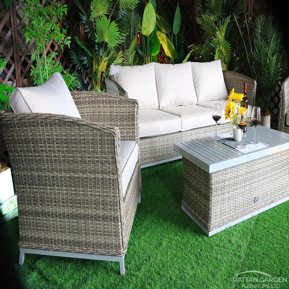 Monaco Champagne Sofa Set With Aluminium Table Top
