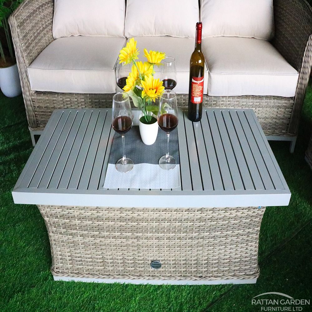 Monaco Champagne Sofa Set With Aluminium Table Top