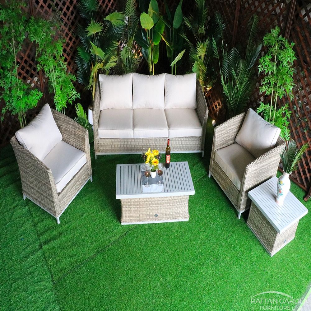 Monaco Champagne Sofa Set With Aluminium Table Top