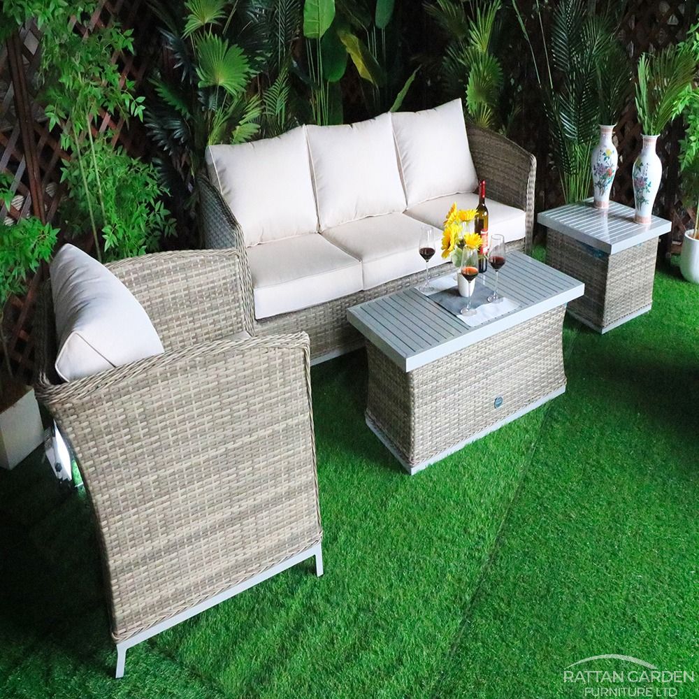 Monaco Champagne Sofa Set With Aluminium Table Top