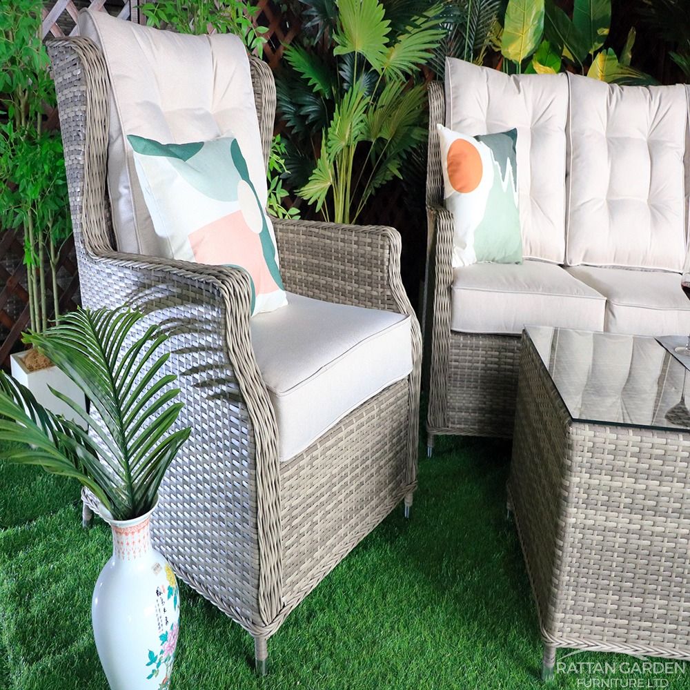 Champagne Belgrade High Back Sofa Set with Coffee Table