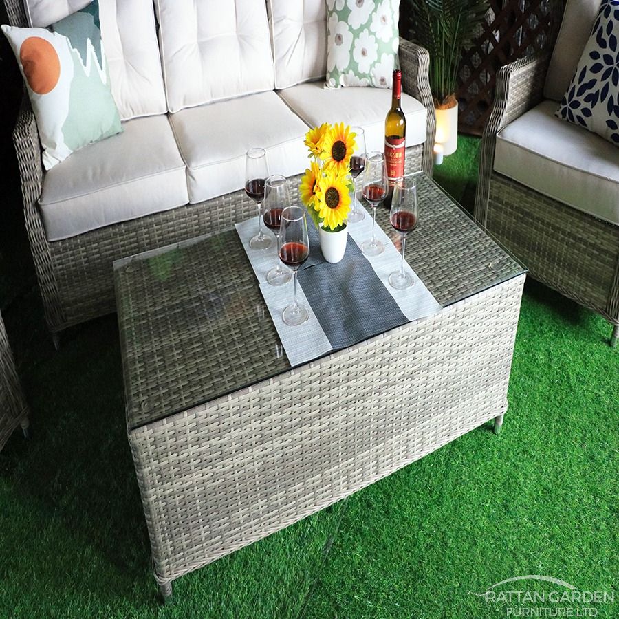 Champagne Belgrade High Back Sofa Set with Coffee Table