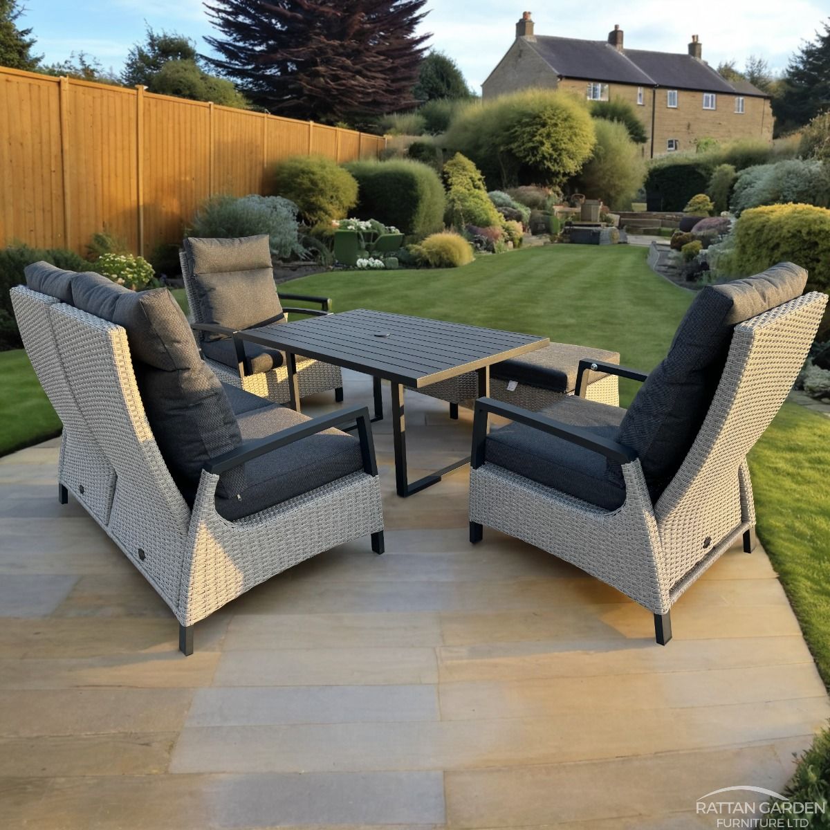 Rattan Carlisle Aluminium Mixed Reclining Sofa Set