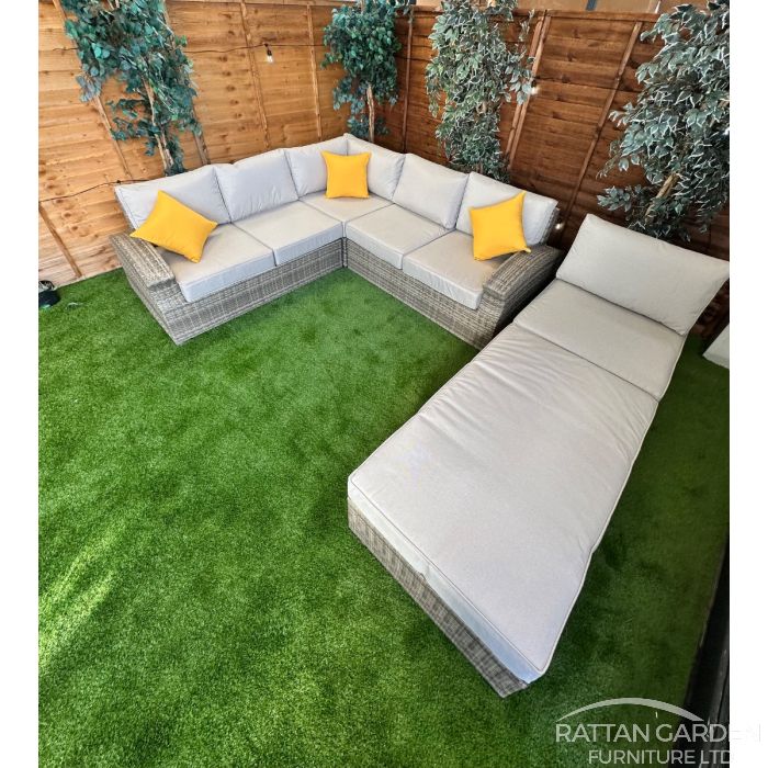 Rattan Champagne Lisbon Corner Sofa Set With Coffee Table