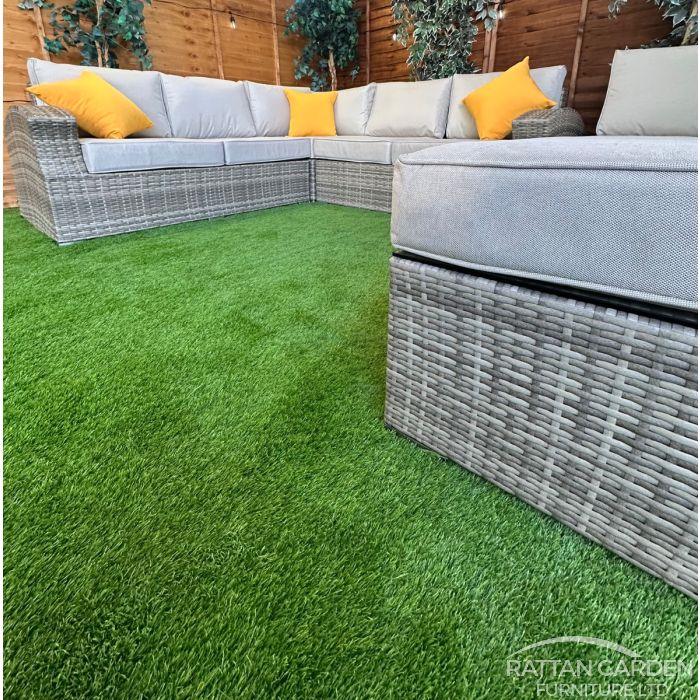 Rattan Champagne Lisbon Corner Sofa Set With Coffee Table