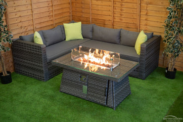 Rattan Serena Victoria Corner Set With Fire Pit Coffee Table