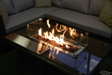 Rattan Platinum Victoria Rattan Corner Set WIth Fire Pit Coffee Table