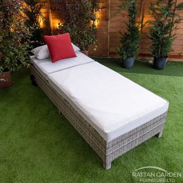 Rattan Champagne Deluxe Extra Wide Wheeled Lounger