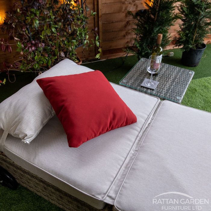 Rattan Champagne Deluxe Extra Wide Wheeled Lounger