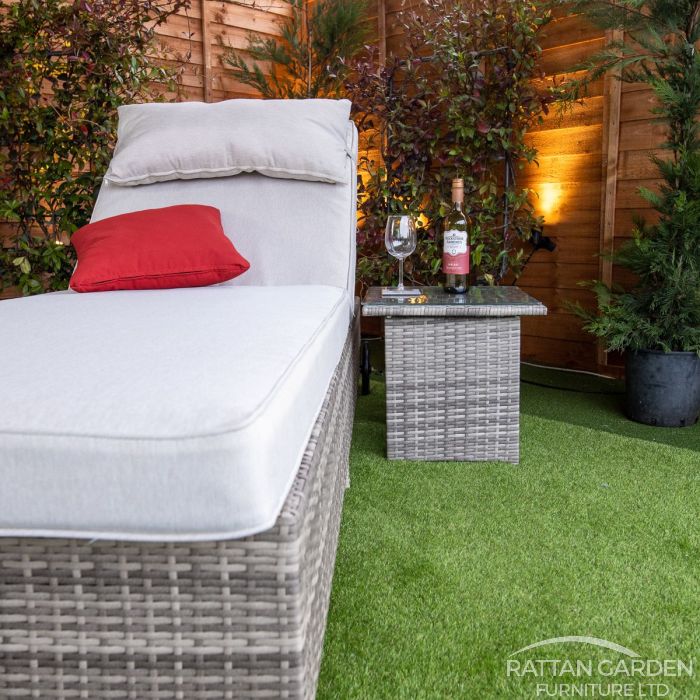 Rattan Champagne Deluxe Extra Wide Wheeled Lounger