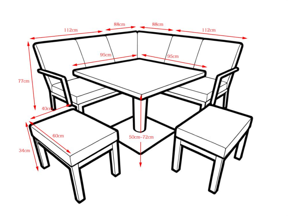 Aluminium ALEXANDER Corner Sofa with Adjustable Table