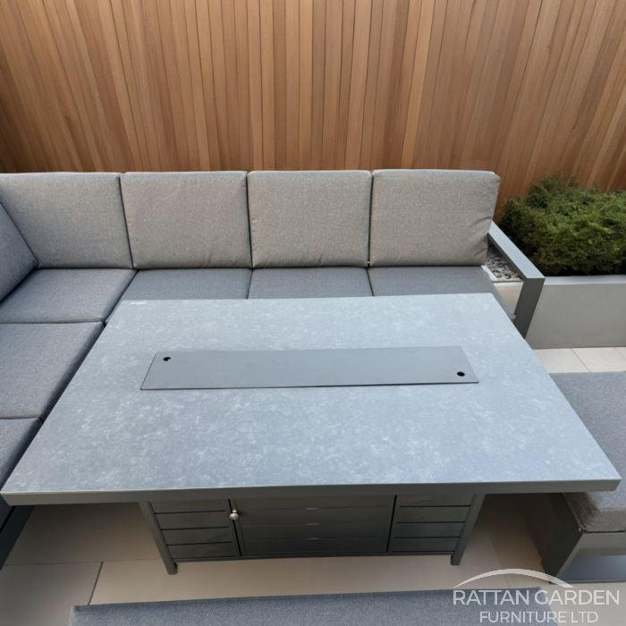 Aluminium Reuben Fire Pit Corner Sofa Set