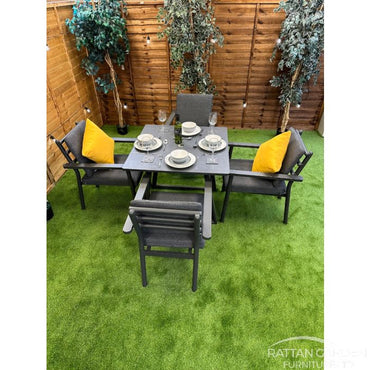 Brabazon Aluminium 4 Seat Dining Set with Grey Table Top