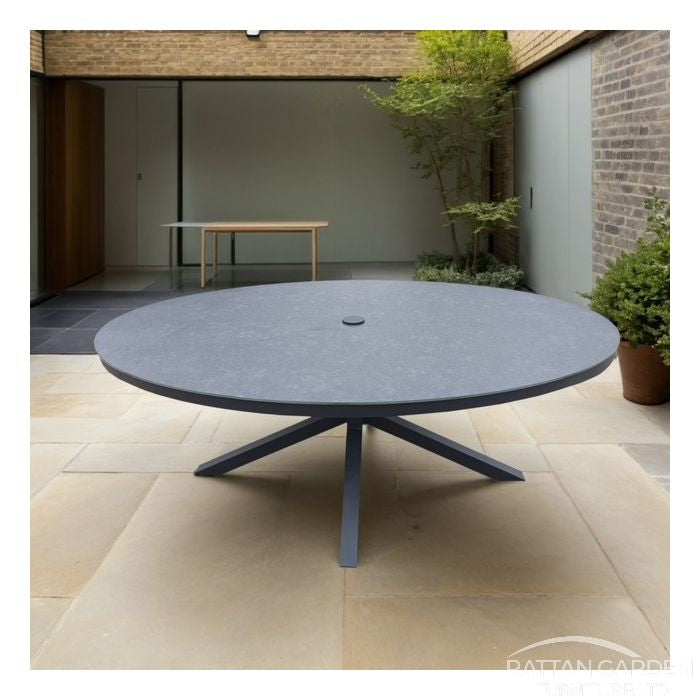 Aluminium SEBASTIAN 180cm 6 Seat Oval Dining Table Set INC Free Lazy Susan