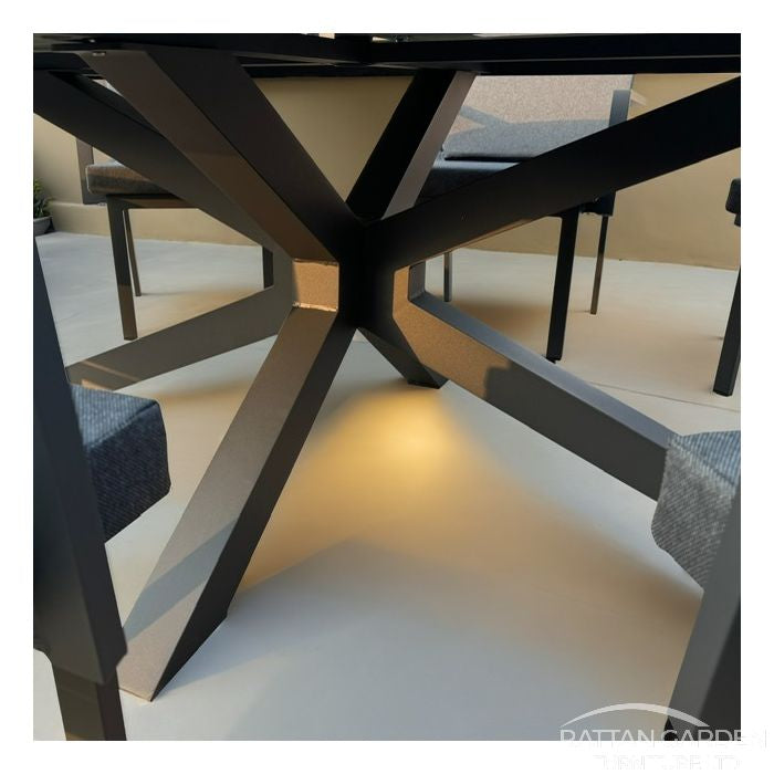 Aluminium SEBASTIAN 180cm 6 Seat Oval Dining Table Set INC Free Lazy Susan