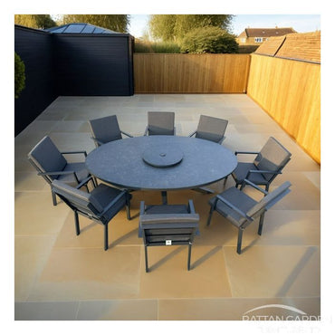 Aluminium SEBASTIAN 220cm 8 Seat Oval Dining Table Set