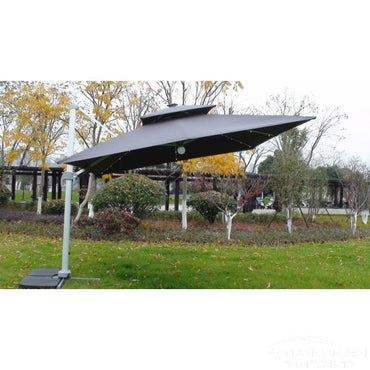 Deluxe 3m Square LED Cantilever Parasol In Grey