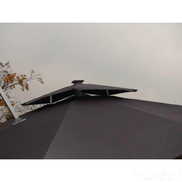 Deluxe 3m Square LED Cantilever Parasol In Grey